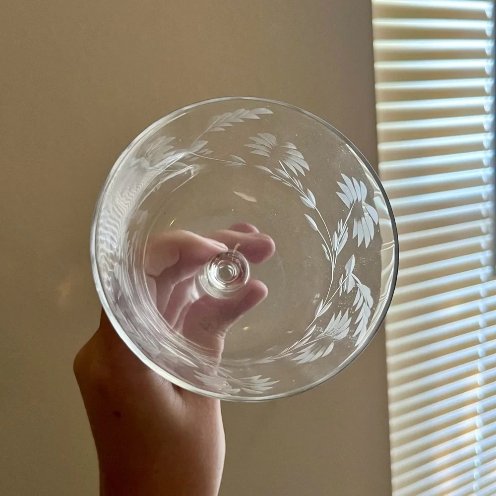 Etched Crystal Sherbet Glass